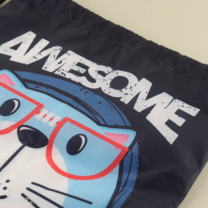 Good Quality Cute Cartoon Drawstring Backpack for Gym Sports
