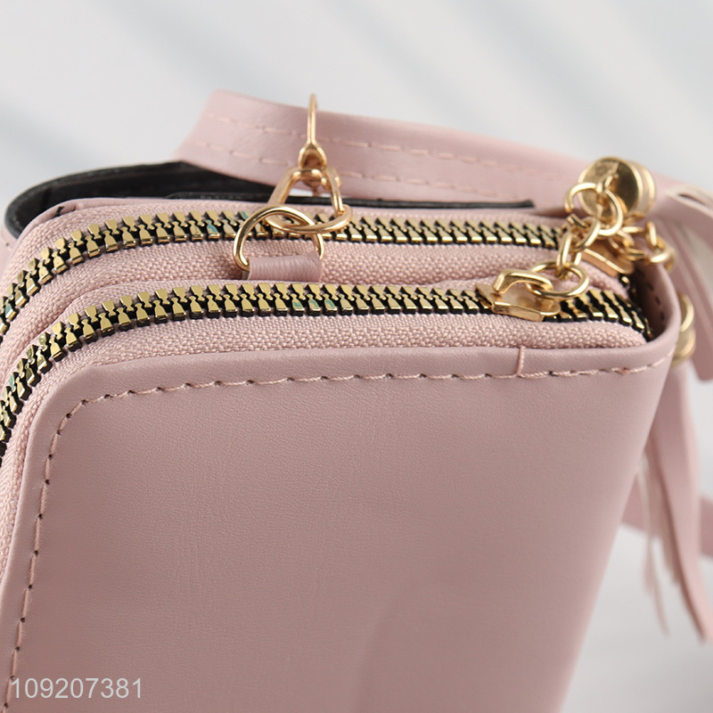 Online Wholesale Womens Wallet Pu Leather Wallet with Shoulder Strap