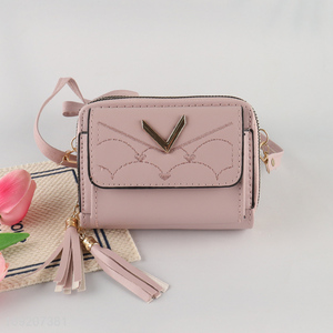 Online Wholesale Womens Wallet Pu Leather Wallet with Shoulder Strap