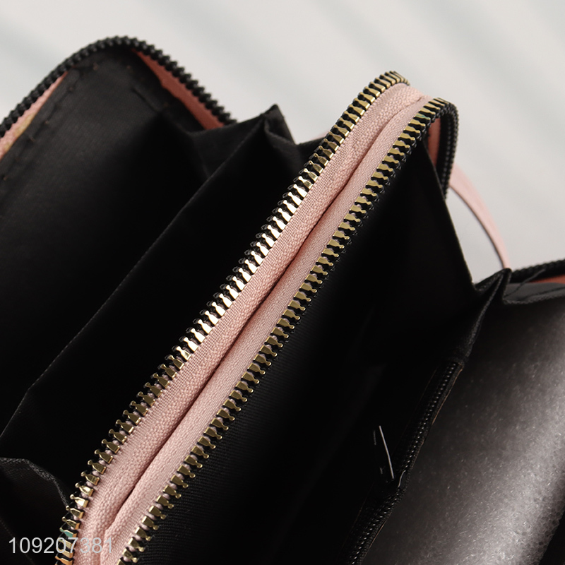 Online Wholesale Womens Wallet Pu Leather Wallet with Shoulder Strap