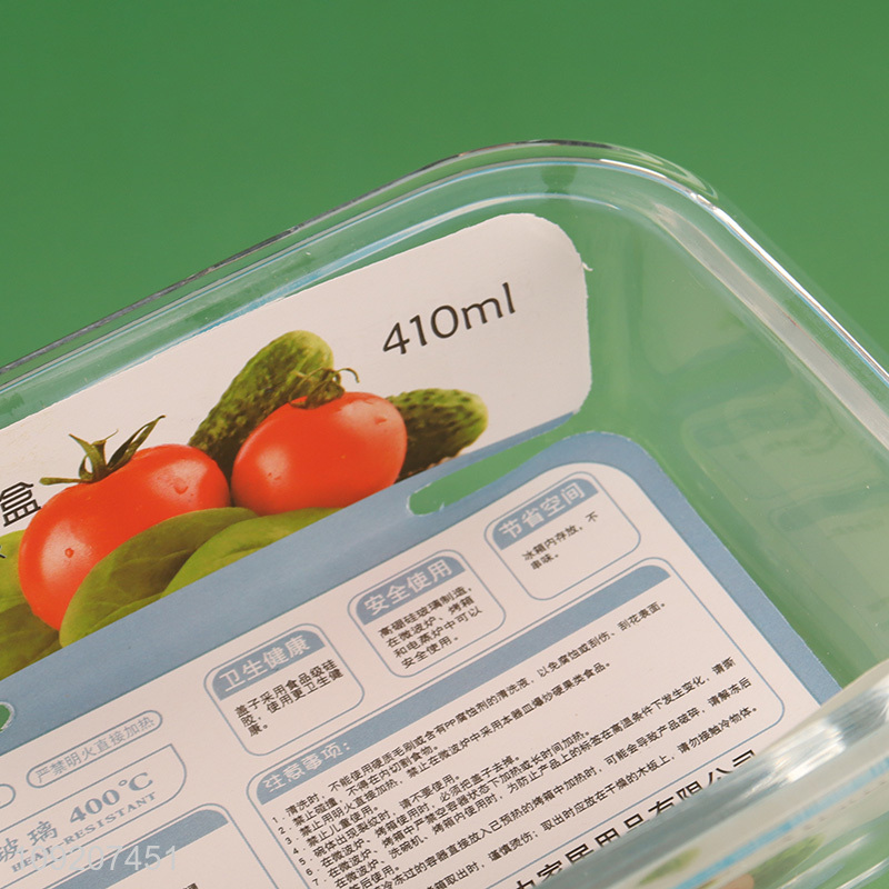 Hot Selling 410ml Airtight Glass Food Storage Container Meal Pre Container