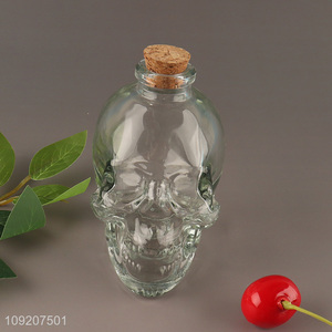 New Arrival Multi-Purpose Skull Shaped Glass Storage Jar with Cork Lid