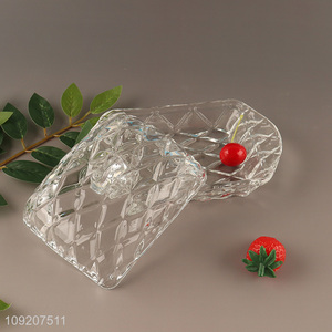 High Quality Clear Glass Butter Dish Butter Holder Tray with Cover
