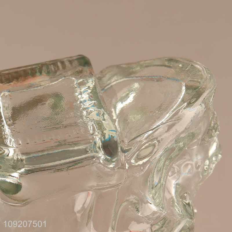 New Arrival Multi-Purpose Skull Shaped Glass Storage Jar with Cork Lid