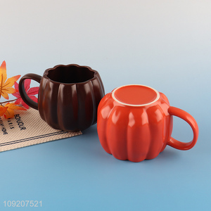 Factory Supply Halloween Pumpkin Mug Ceramic Pumpkin Coffee Mug with Handle