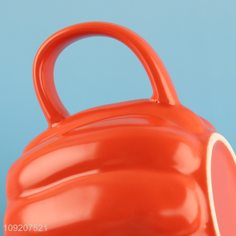 Factory Supply Halloween Pumpkin Mug Ceramic Pumpkin Coffee Mug with Handle