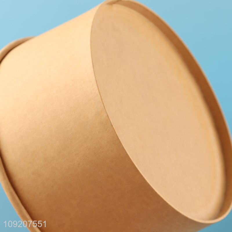 China Supplier Disposable Paper Bowl Kraft Paper Salad Bowl with Lid