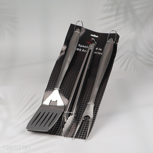 Hot selling 3pcs stainless steel barbecue tool set barbecue fork barbecue clips