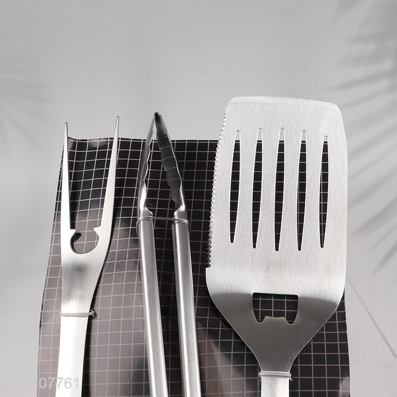 Hot selling 3pcs stainless steel barbecue tool set barbecue fork barbecue clips
