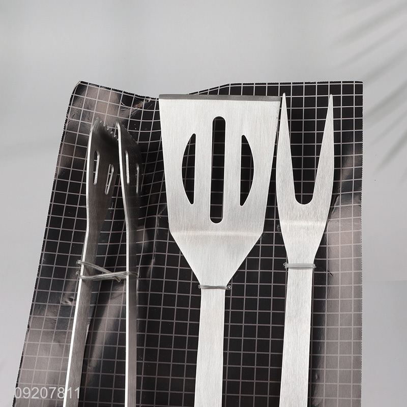 China supplier 3pcs stainless steel barbecue tool set barbecue fork barbecue spatula set