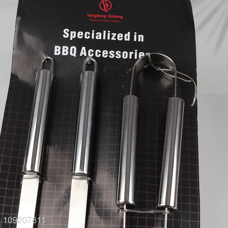 China supplier 3pcs stainless steel barbecue tool set barbecue fork barbecue spatula set