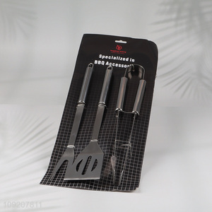 China supplier 3pcs stainless steel barbecue tool set barbecue fork barbecue spatula set