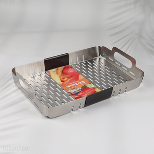 Popular products stainless steel barbecue tool barbecue grill <em>plate</em> with handle