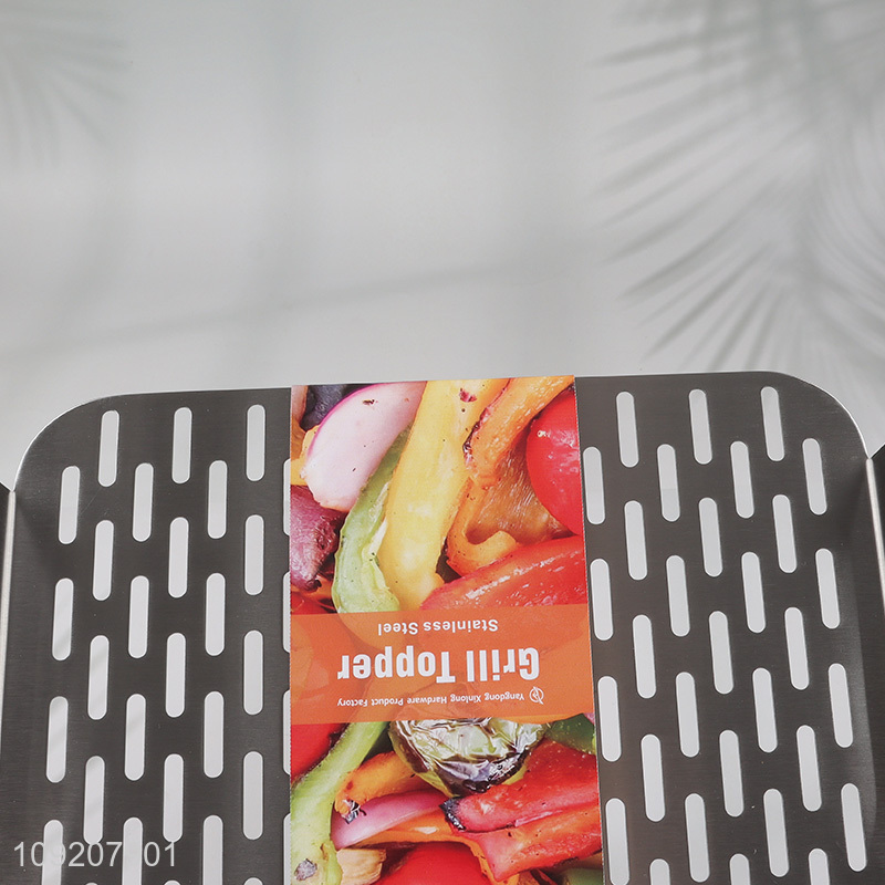 Top Sale Stainless Steel Perforated Barbecue Basket Grill Tray Grill Topper