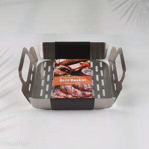 Hot products stainless steel barbecue tool barbecue grill basket with handle