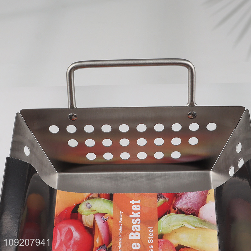 Online wholesale stainless steel barbecue grill basket vegetable basket