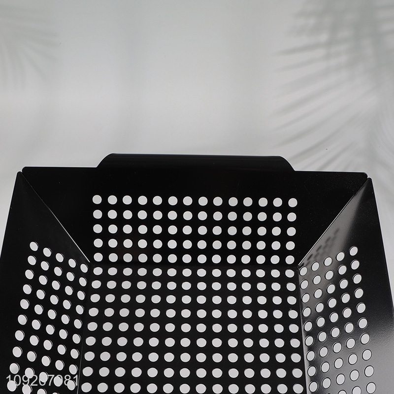 Low price black non-stick coating barbecue grill basket vegetable basket
