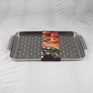 Low price rectangle stainless steel barbecue grill plate barbecue tool