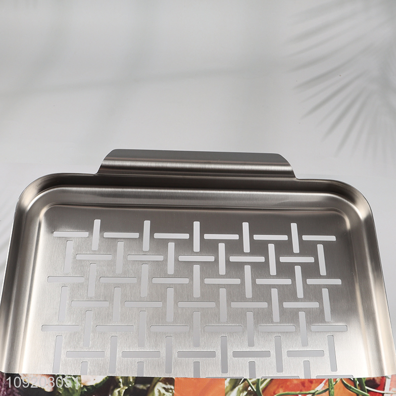 Low price rectangle stainless steel barbecue grill plate barbecue tool