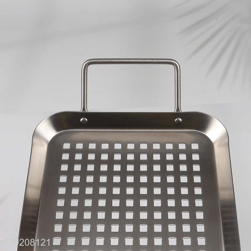 Hot selling stainless steel grill grid barbecue plate with handle