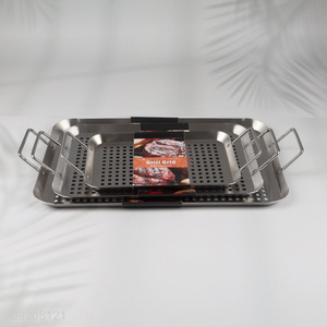 Hot selling stainless steel grill grid barbecue plate with handle