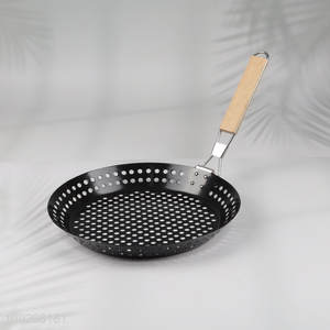 Top products non-stick grill basket outdoor grill skillet with handle