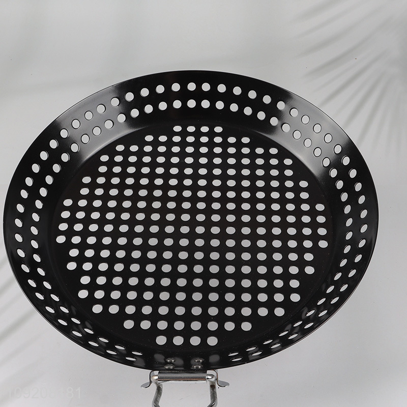 Top products non-stick grill basket outdoor grill skillet with handle