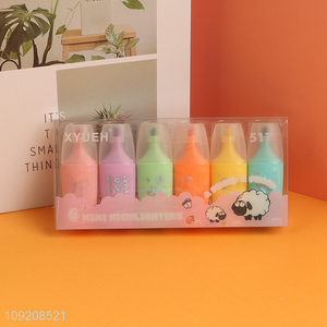 China products 6pcs non-toxic students stationery highlighter pen set