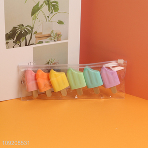 Popular products 6pcs multicolor popsicle shape highlighter pen set