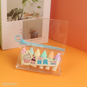 Top selling ice cream shape students stationery highlighter pen set