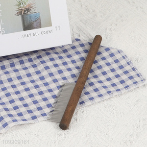 Online wholesale professional pet grooming tool pet hair comb with wooden handle