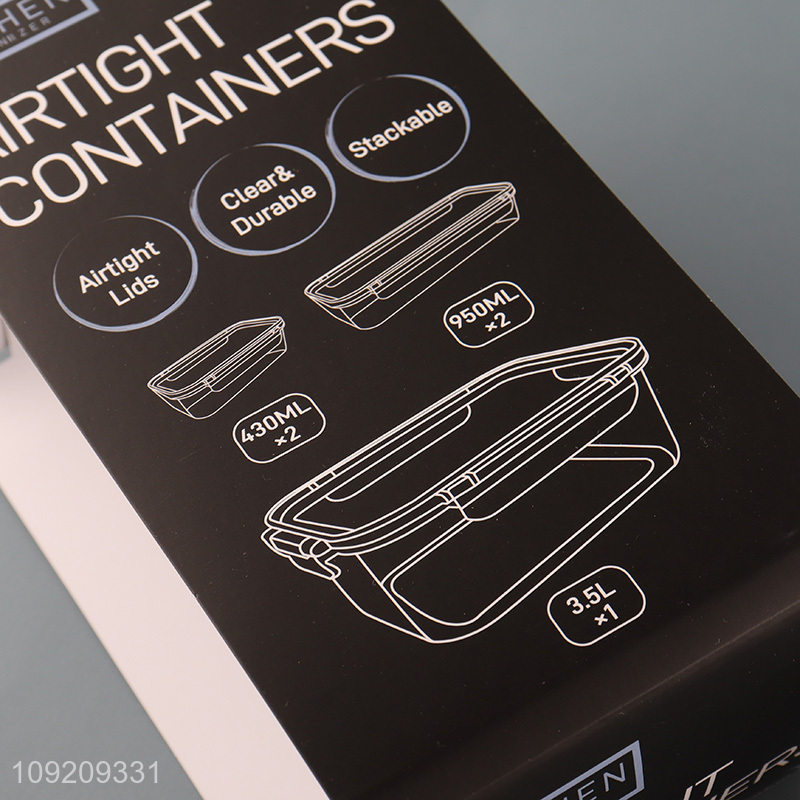 Wholesale 430mL*2+950mL*2+3.5L 5PCS/Set Clear Plastic Food Storage Container Set