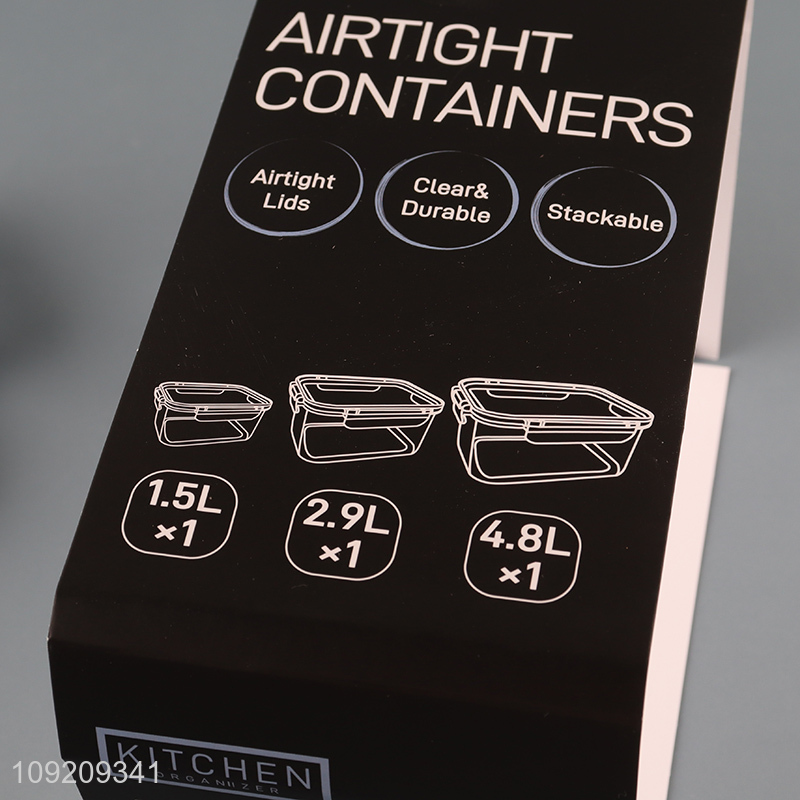 Hot Selling 1.5L+2.9L+4.8L 5PCS/Set Airtight Plastic Food Storage Container Set