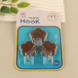 New Product 3 Pack Wood Grain Adhesive Towel Hooks for Hanging