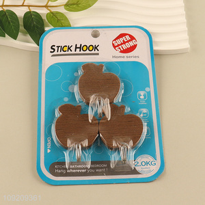 Good Quality 3 Pack Wood Grain Adhesive Hooks for Hanging Towel