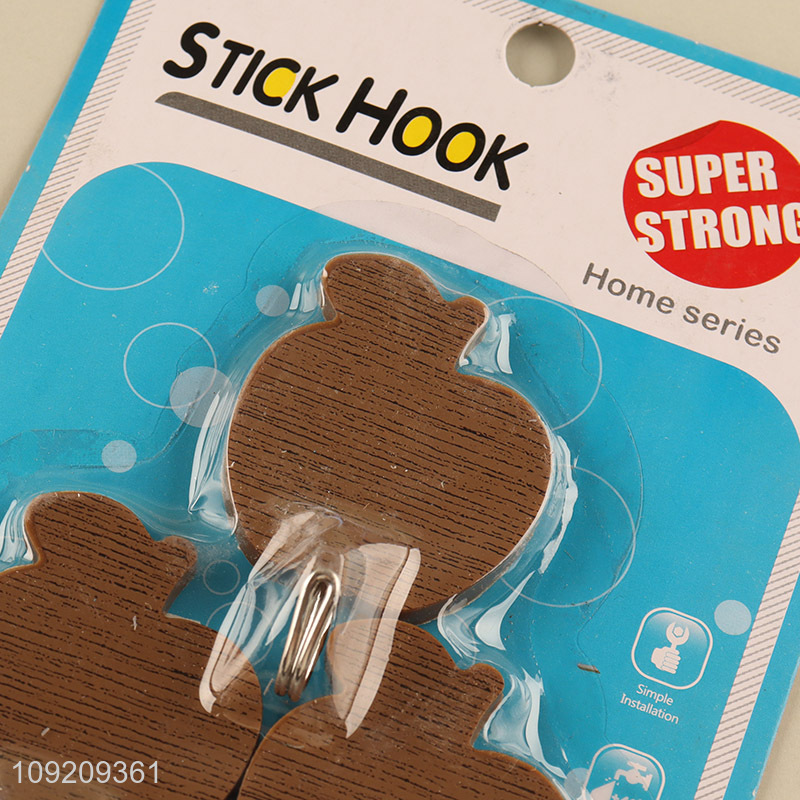 Good Quality 3 Pack Wood Grain Adhesive Hooks for Hanging Towel