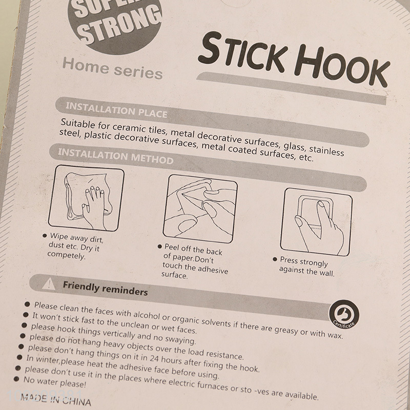 Wholesale 3 Pack Wood Grain Plastic Wall Hooks Adhesive Coat Hooks