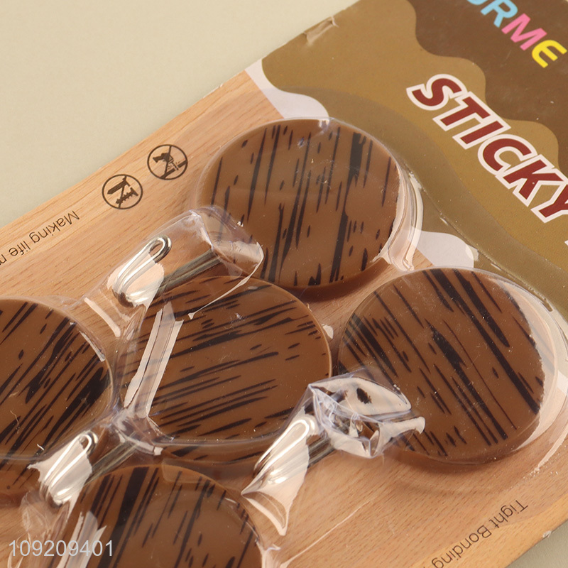 High Quality 5 Pack Wood Grain Plastic Wall Hooks Utility Hooks