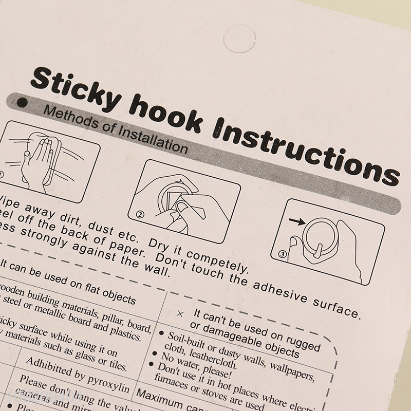 High Quality 5 Pack Wood Grain Plastic Wall Hooks Utility Hooks