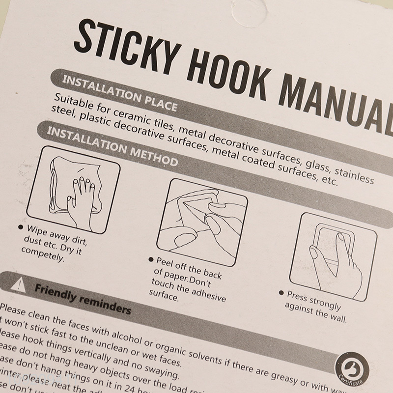 Factory Price 4 Pack Wood Grain Plastic Wall Hooks Adhesive Hooks