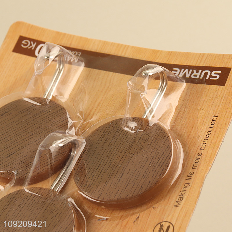 China Imports 3 Pack Wood Grain Adhesive Hooks Towel Coat Hooks