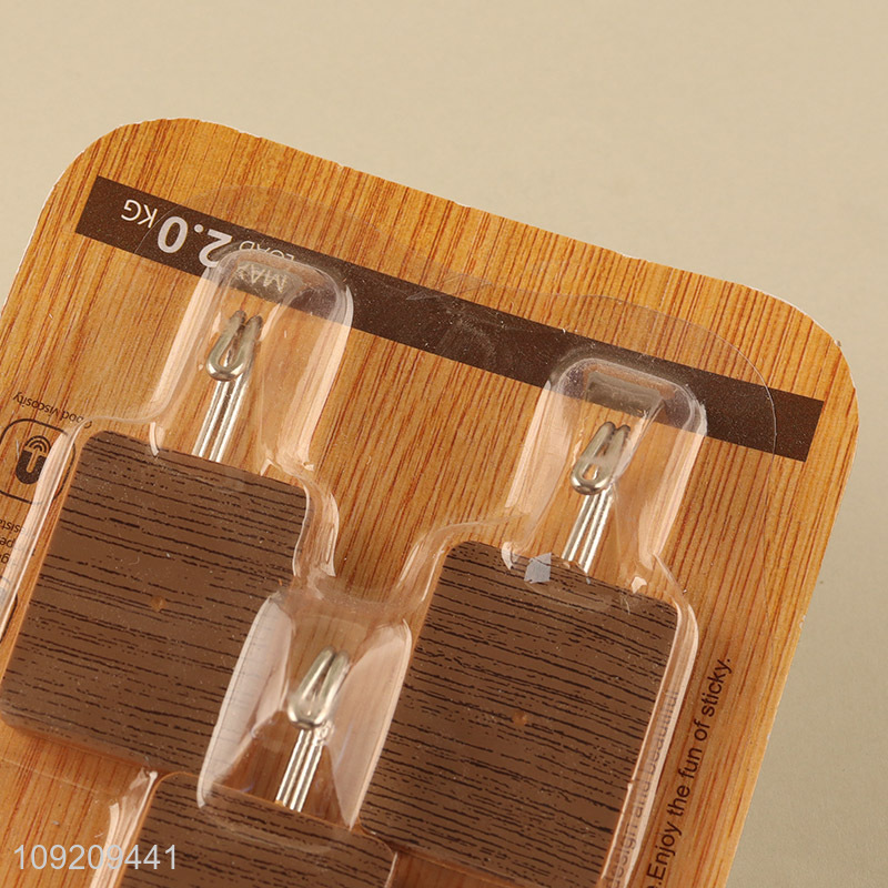 Popular Product 3 Pack Wood Grain Adhesive Hooks for Kitchen Bathroom