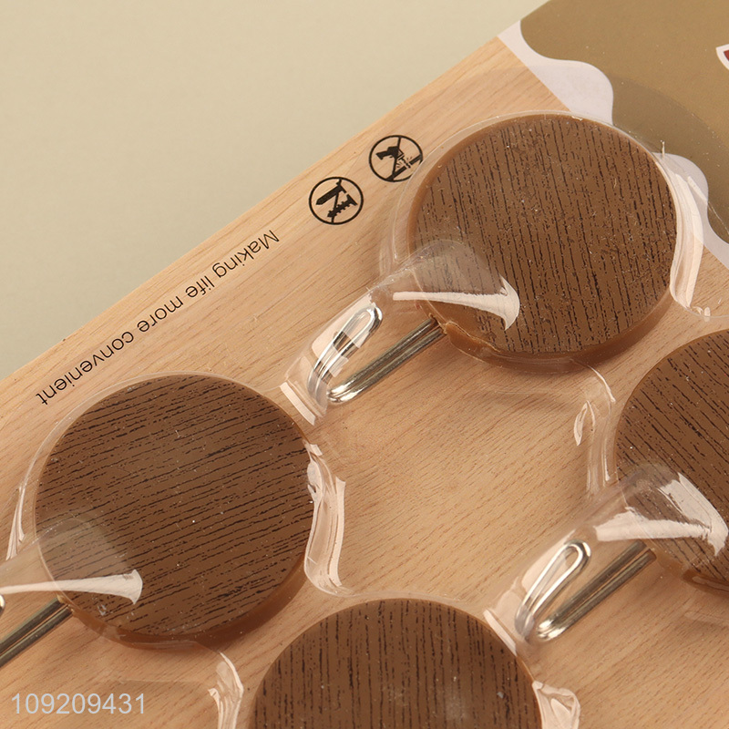 Factory Supply 4 Pack Wood Grain Sticky Hooks Strong Adhesive Hooks