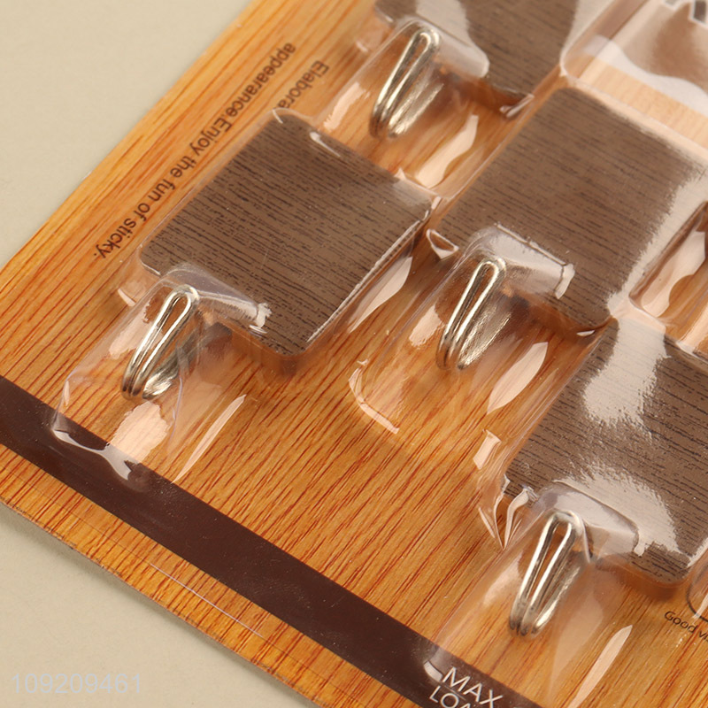 Good Quality 5 Pack Wood Grain Wall Hooks Sticky Hooks for Kitchen