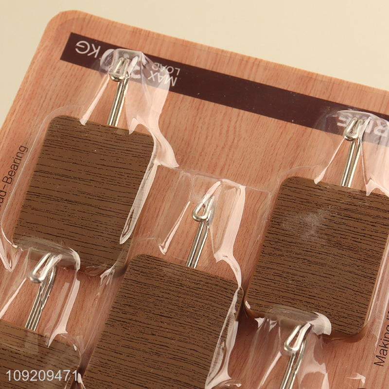 New Arrival 5 Pack Wood Grain Adhesive Hooks Sticky Hooks for Hanging