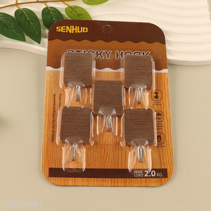Good Quality 5 Pack Wood Grain Wall Hooks Sticky Hooks for Kitchen