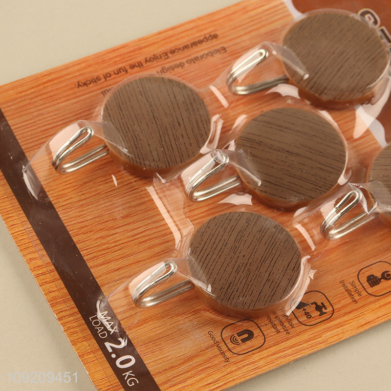 Online Wholesale 5 Pack Wood Grain Adhesive Hooks Stick Wall Hooks