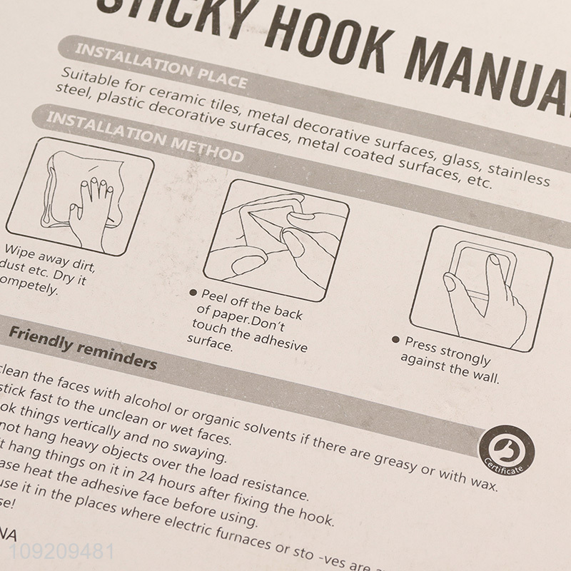 Hot Selling 9 Pack Wood Grain Plastic Utility Hooks Adhesive Hooks