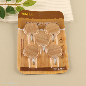 Good Quality 5 Pack Wood Grain Wall Hanging Hooks Utility Hooks