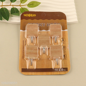 Online Wholesale 5 Pack Wood Grain Wall Hanging Hooks Sticky Hooks